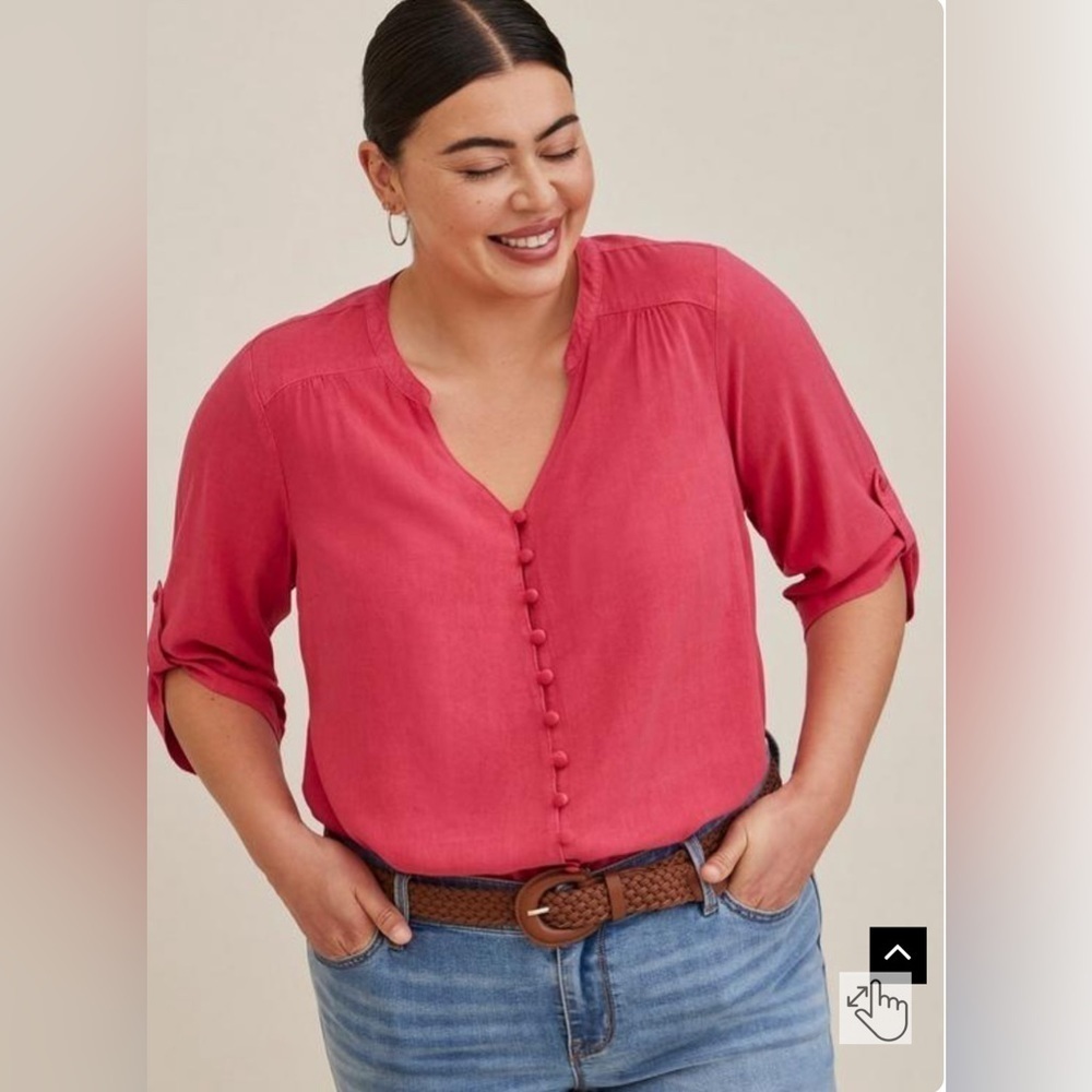 NWT Torrid - Harper Challis Button-Front 3/4 Sleeve Blouse - Size 1